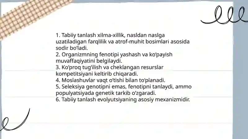 Tabiiy va jinsiy tanlash nazariyasi 3