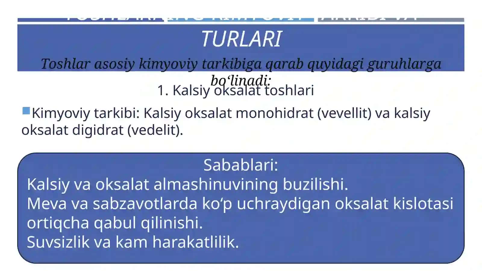TOSH KASALLIKLARINING KIMYOVIY ASOSLARI 3
