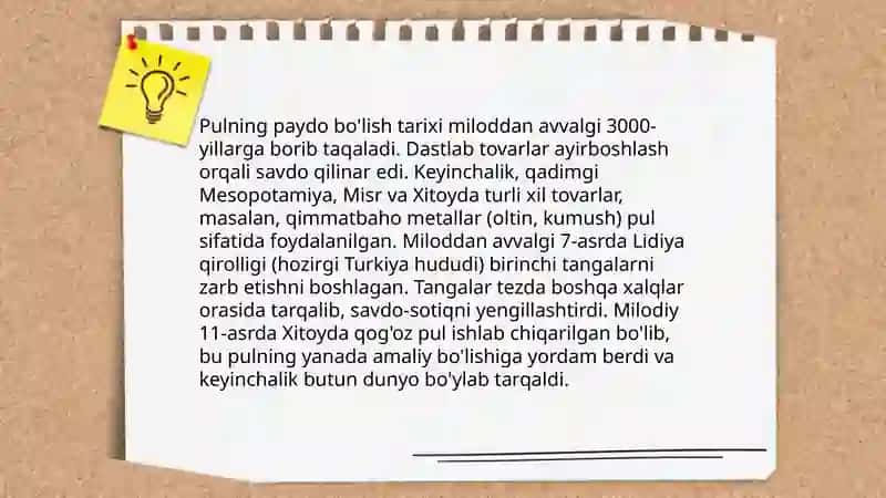 Pulning oʻziga xos xususiyatlari 3