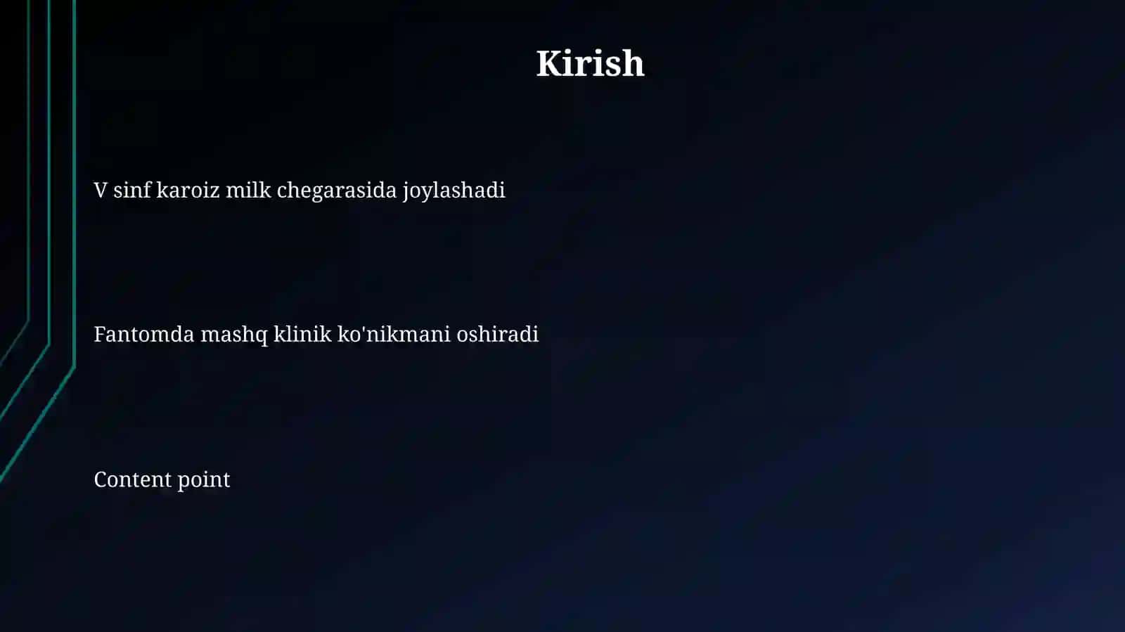 V sinf karoiz bo'shliqlar 3
