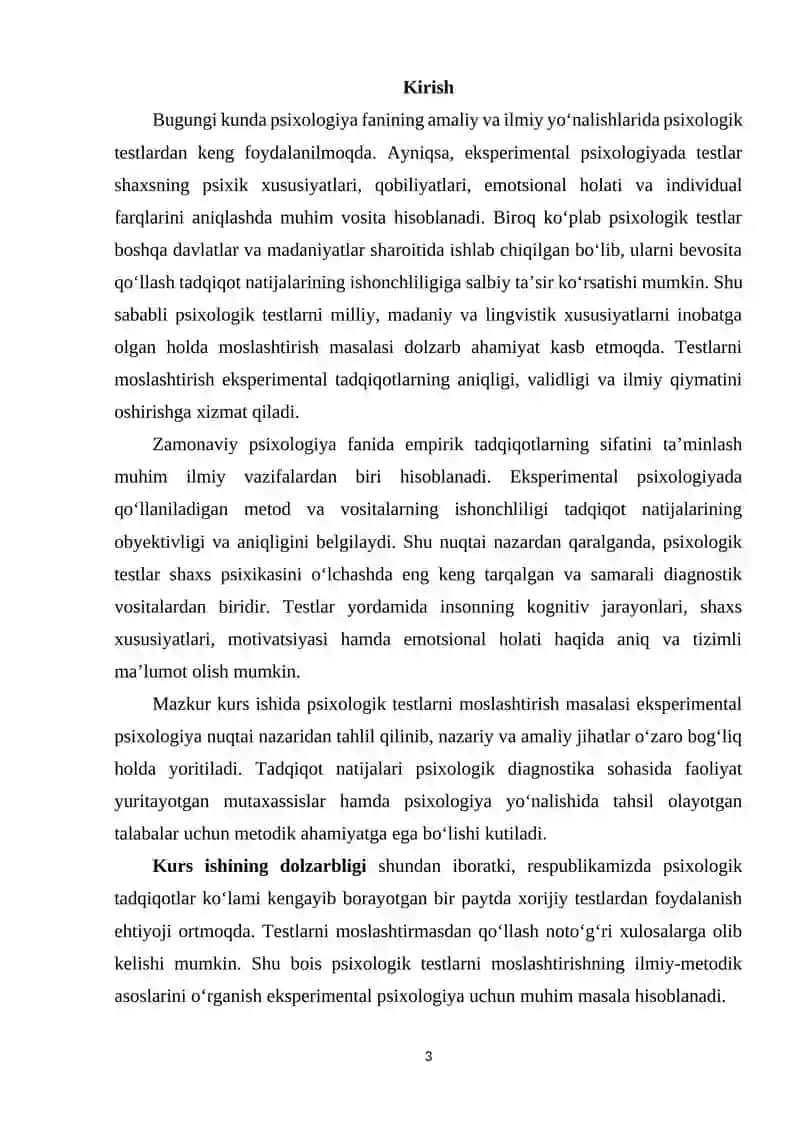 Testlarni moslashtirish. 3