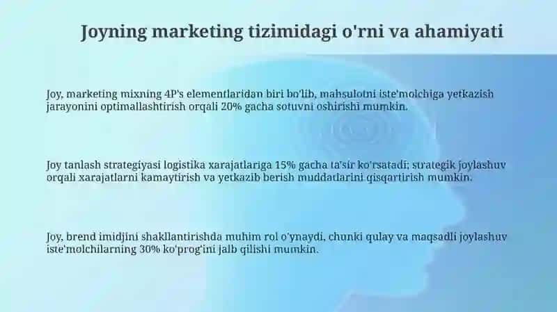 Marketing tizimida joy va uning ahamiyati 3
