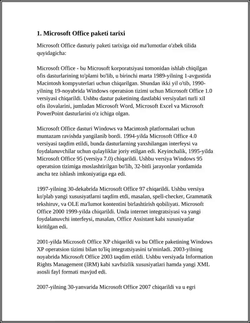 MICROSOFT OFFICE PAKETI HAQIDA MUSTAQIL ISH 3