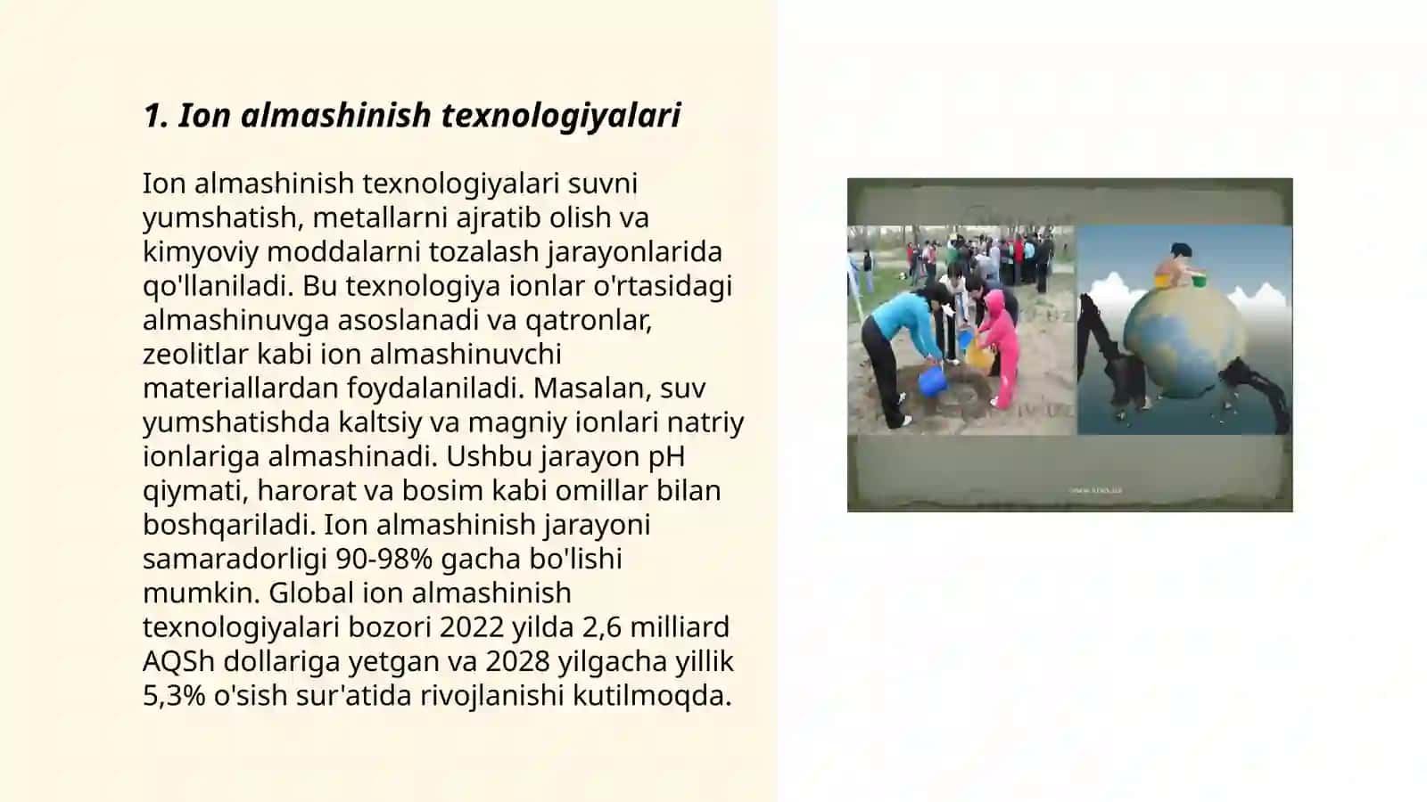 Tuproq va suvning ion bog'lanishli birikmalaridan tozalash 3