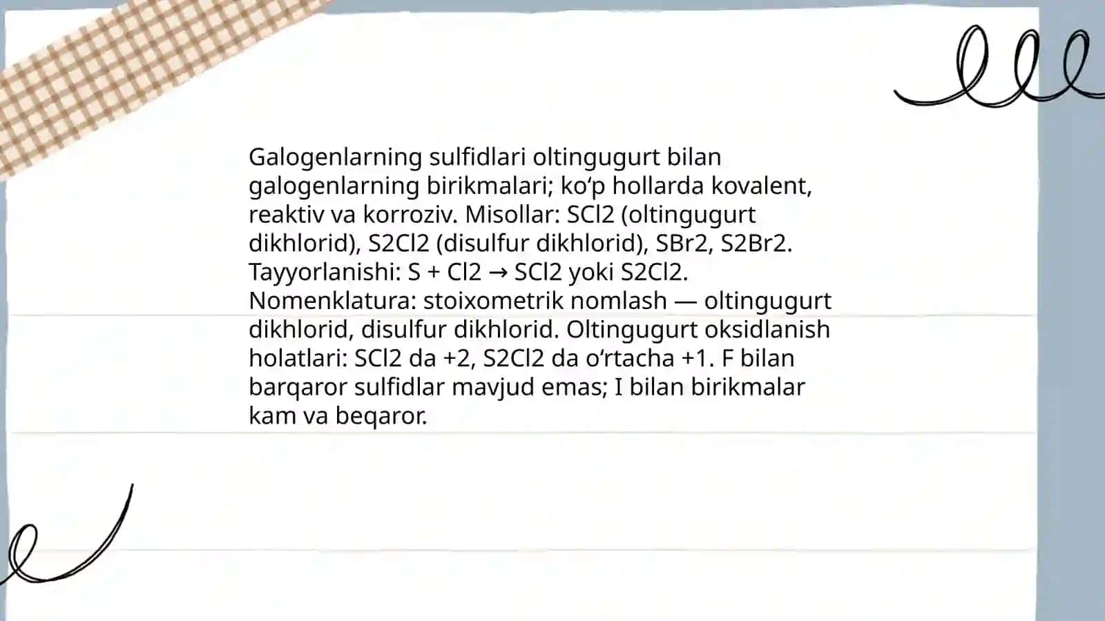 Galagenlarning sulfidlari galagenlarning oksokislatalari 3