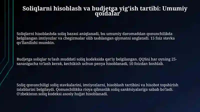 Soliqlarni hisoblash va budjetga yig'ish tartibi 3