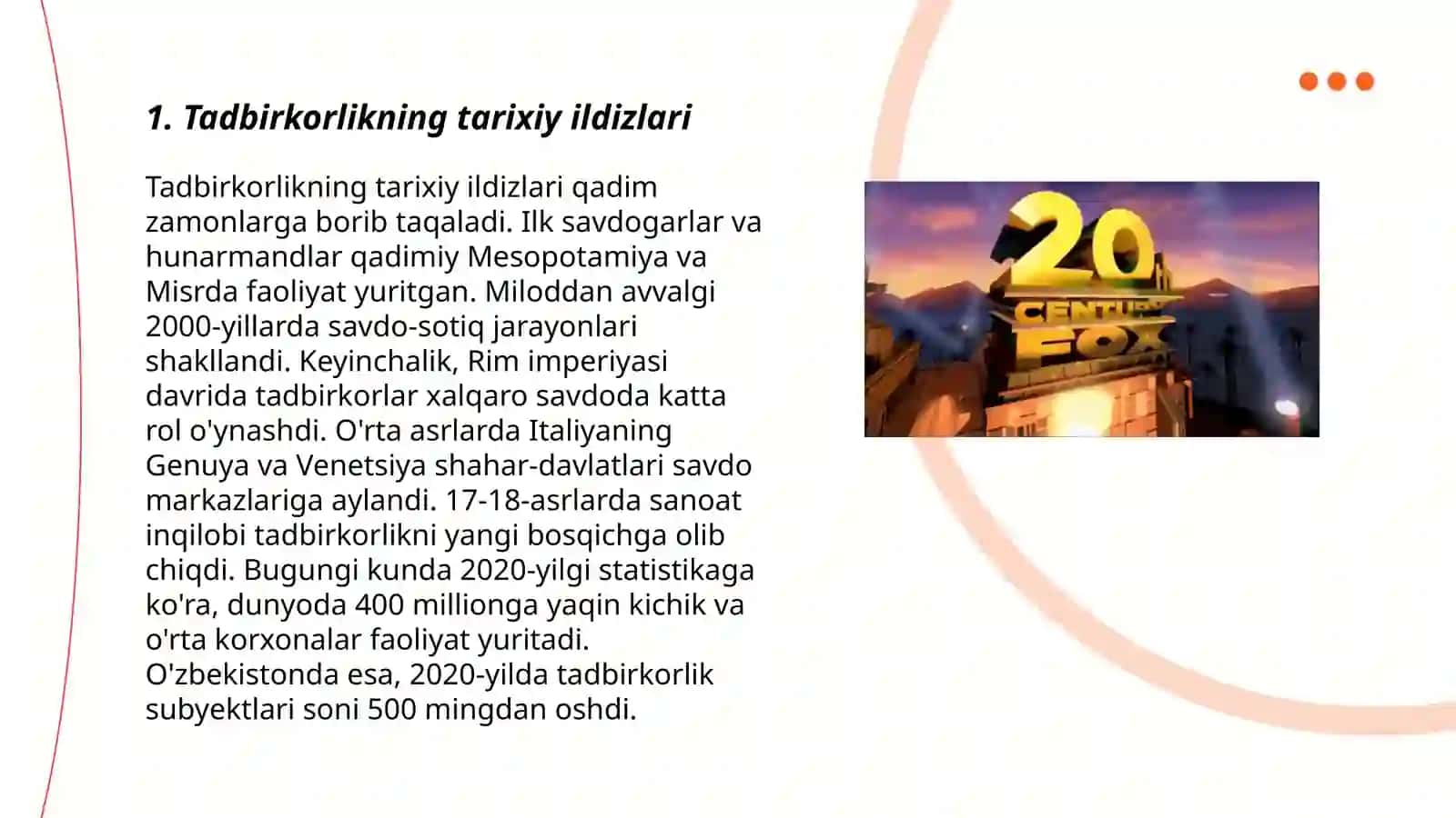 Tadbirkorlikning kelib chiqish tarixi va mohiyati 3