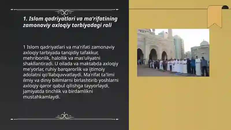 Islom qadriyatlari va ma'rifatining hozirgi davrdagi ahamiyati 3