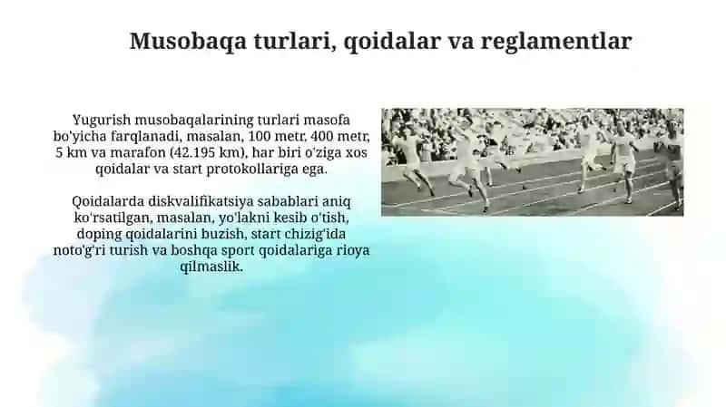Yugurish turlari boʻyicha musobaqalar tashkillashtirish 3
