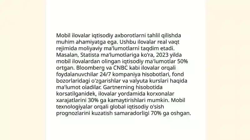 Mobil ilovalar va iqtisodiy axborotlar 3