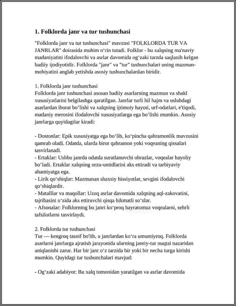 FOLKLORDA TUR VA JANRLAR 3