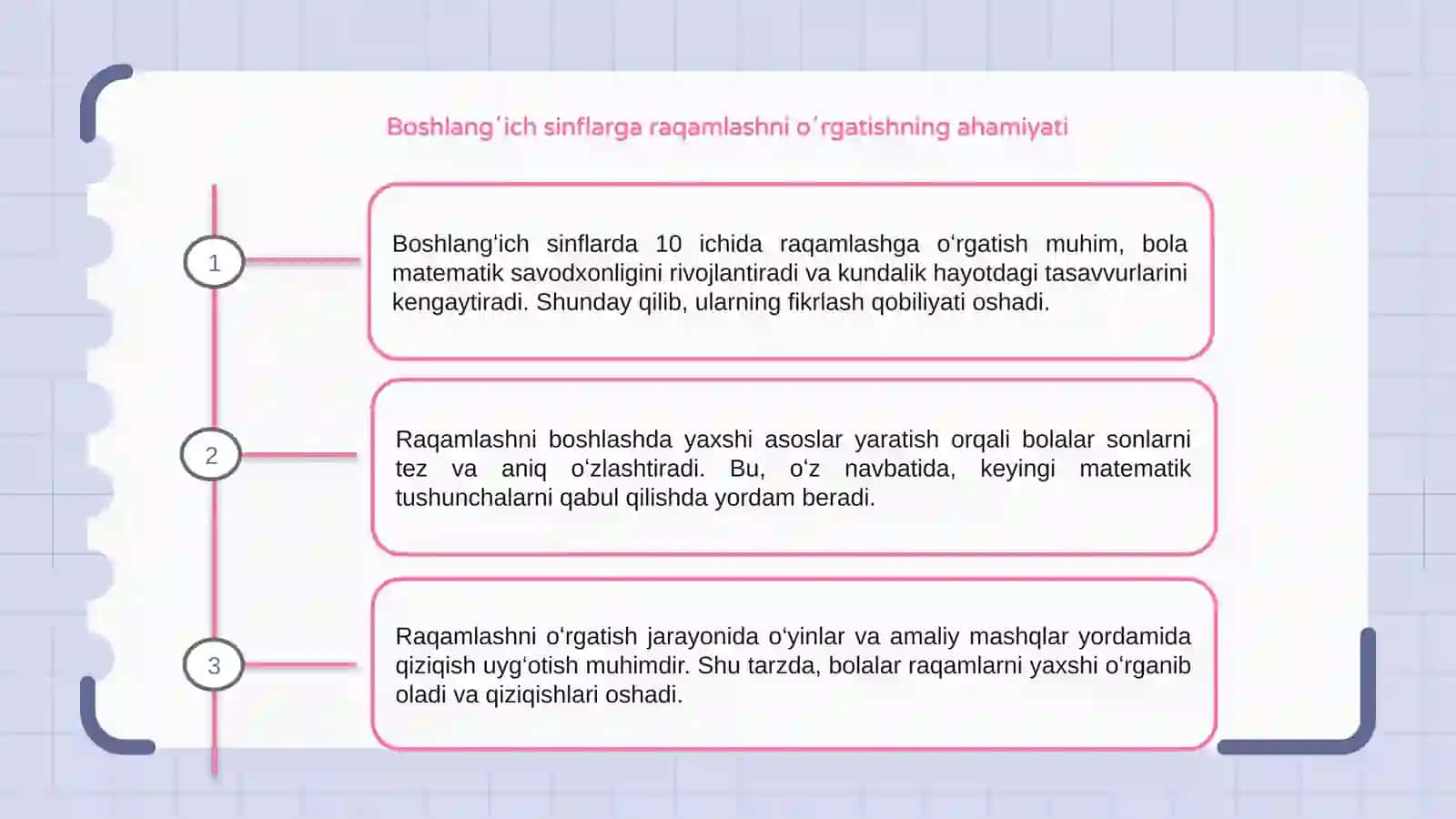 Boshlangʻich sinflarda 10 ichida raqamlashga oʻrgatish 3