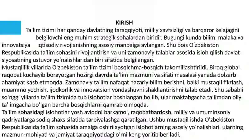 O'zbekiston Respublikasida Ta'lim Sohasida Amalga Oshirilayotgan Islohotlar 3