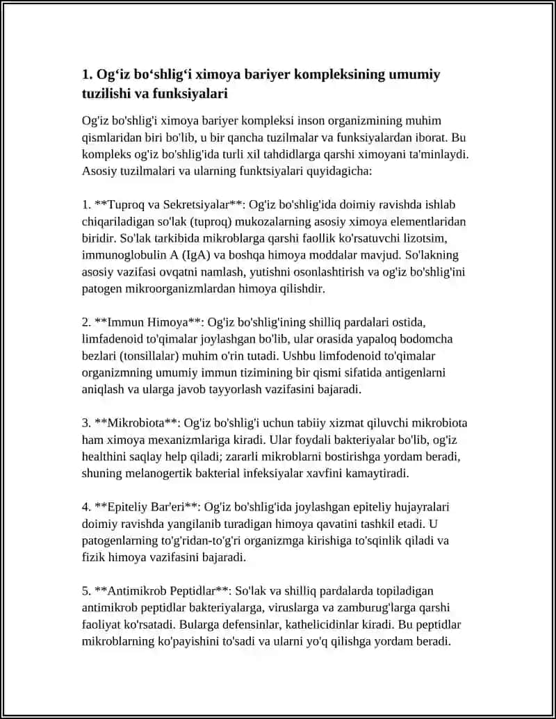 OGʻIZ BOʻSHLIGʻI XIMOYA BARYER KOMPLEKS TIZIMI 3