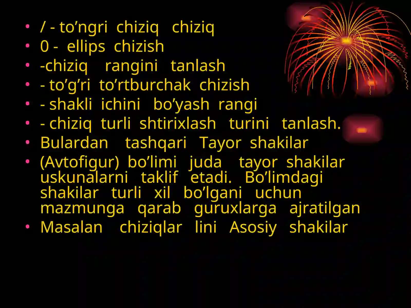 10-dars. Shakllar va chizmalar 3