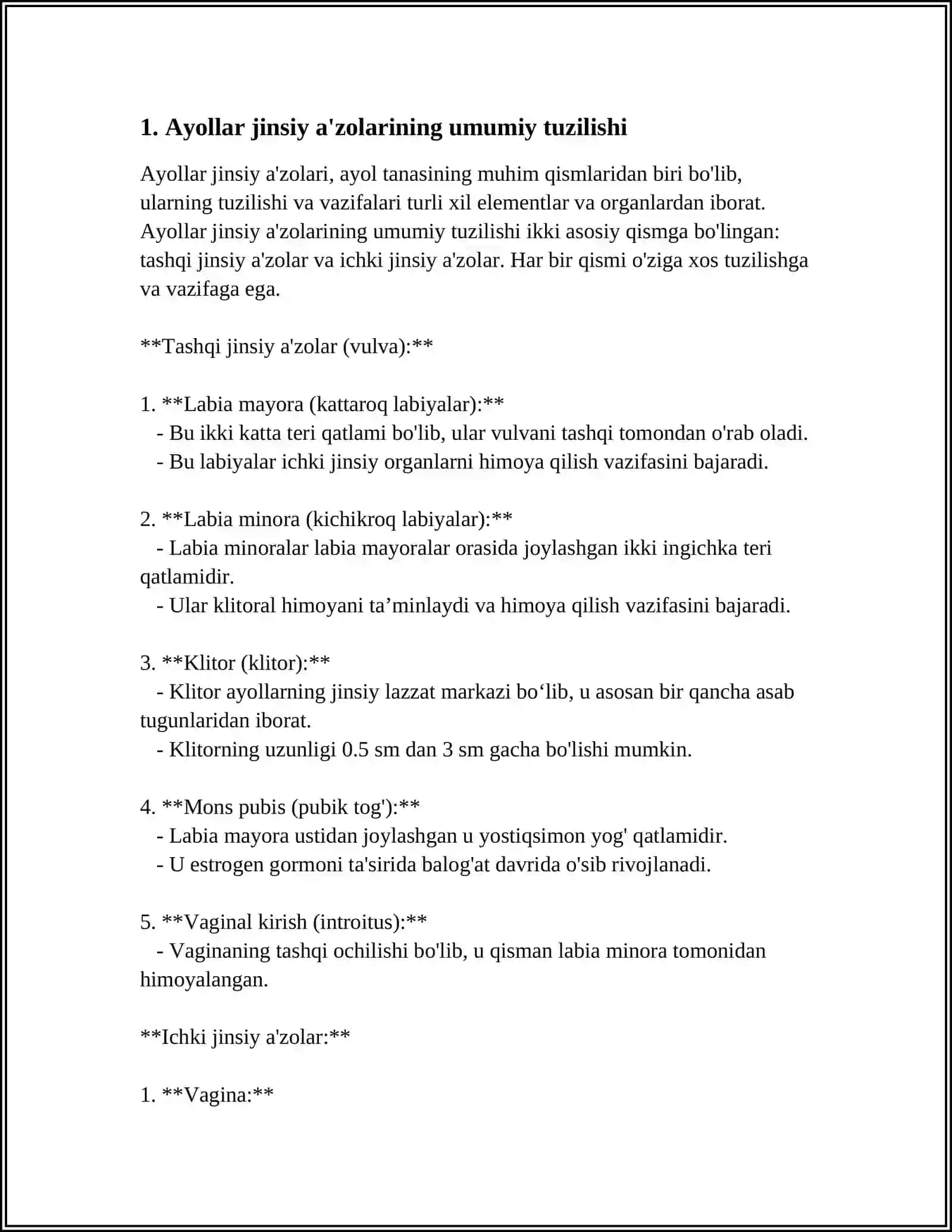 AYOLLAR JINSIY A'ZOLARI KLINIK ANATOMIYASI 3