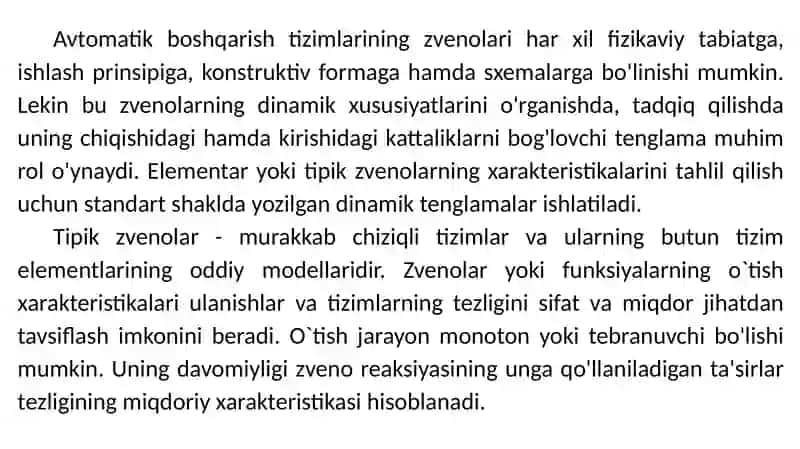 Avtomatik tizimlar va ularning tarkibi 3