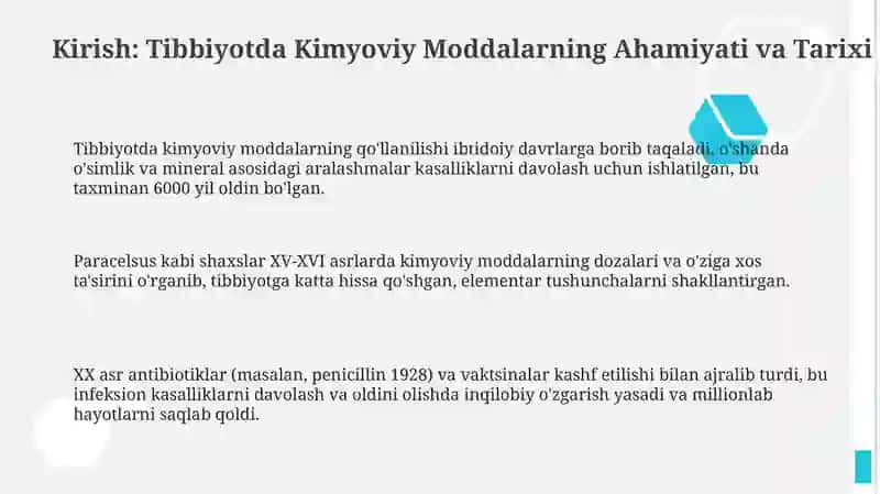 Tibbiy amaliyotda ishlatiladigan kimyoviy moddalar 3