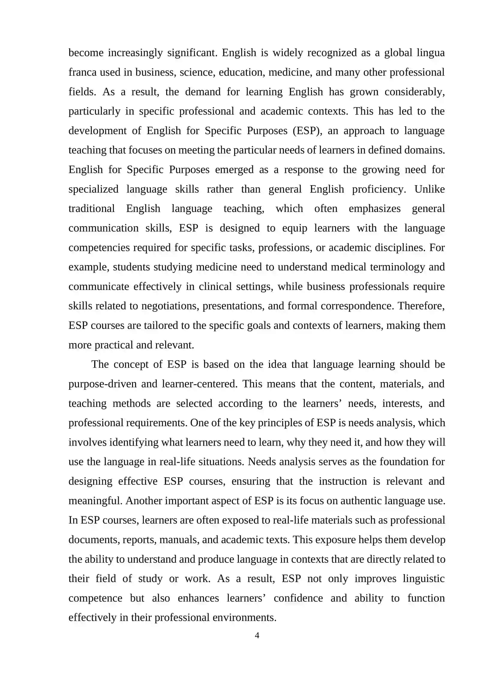 Teaching English for Specific Purposes (ESP) Theory and Practice 3