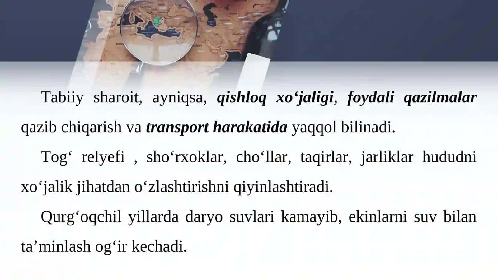 O‘ZBEKISTONNING TABIIY BOYLIKLARI, AHOLISI VA MEHNAT RESURSLARI 3