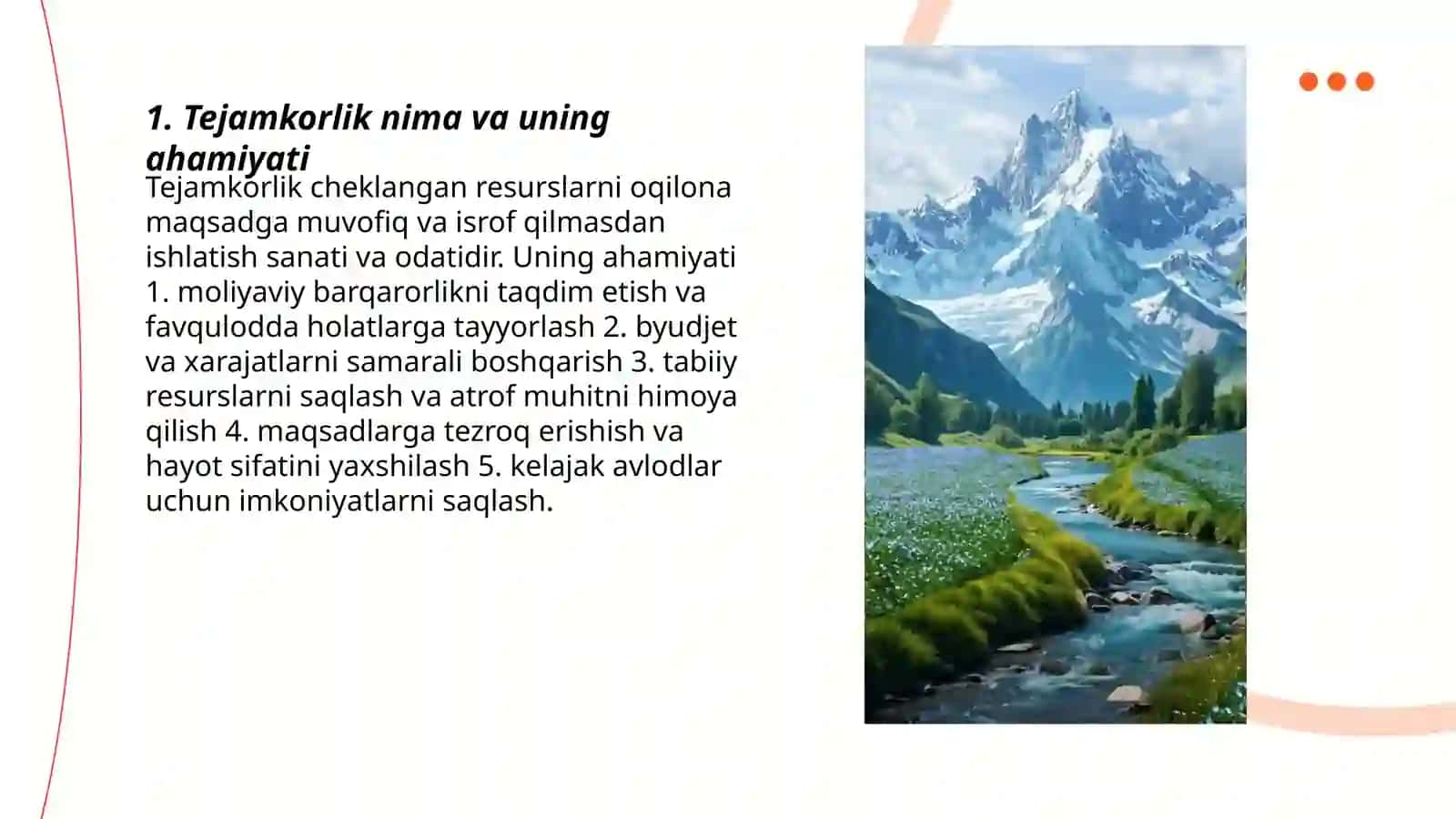 Tejamkorlik nima va uning ahamiyati 3