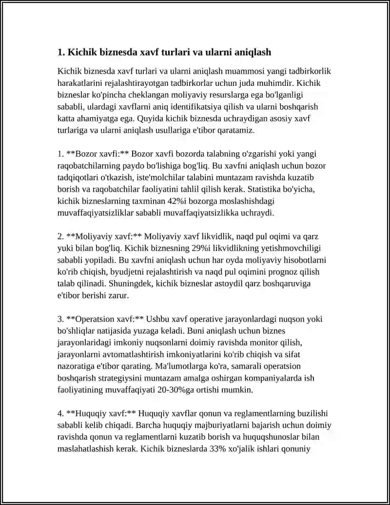 KICHIK BIZNES RISKLARINI BOSHQARISH VA SUG’URTA VOSITLARI 3