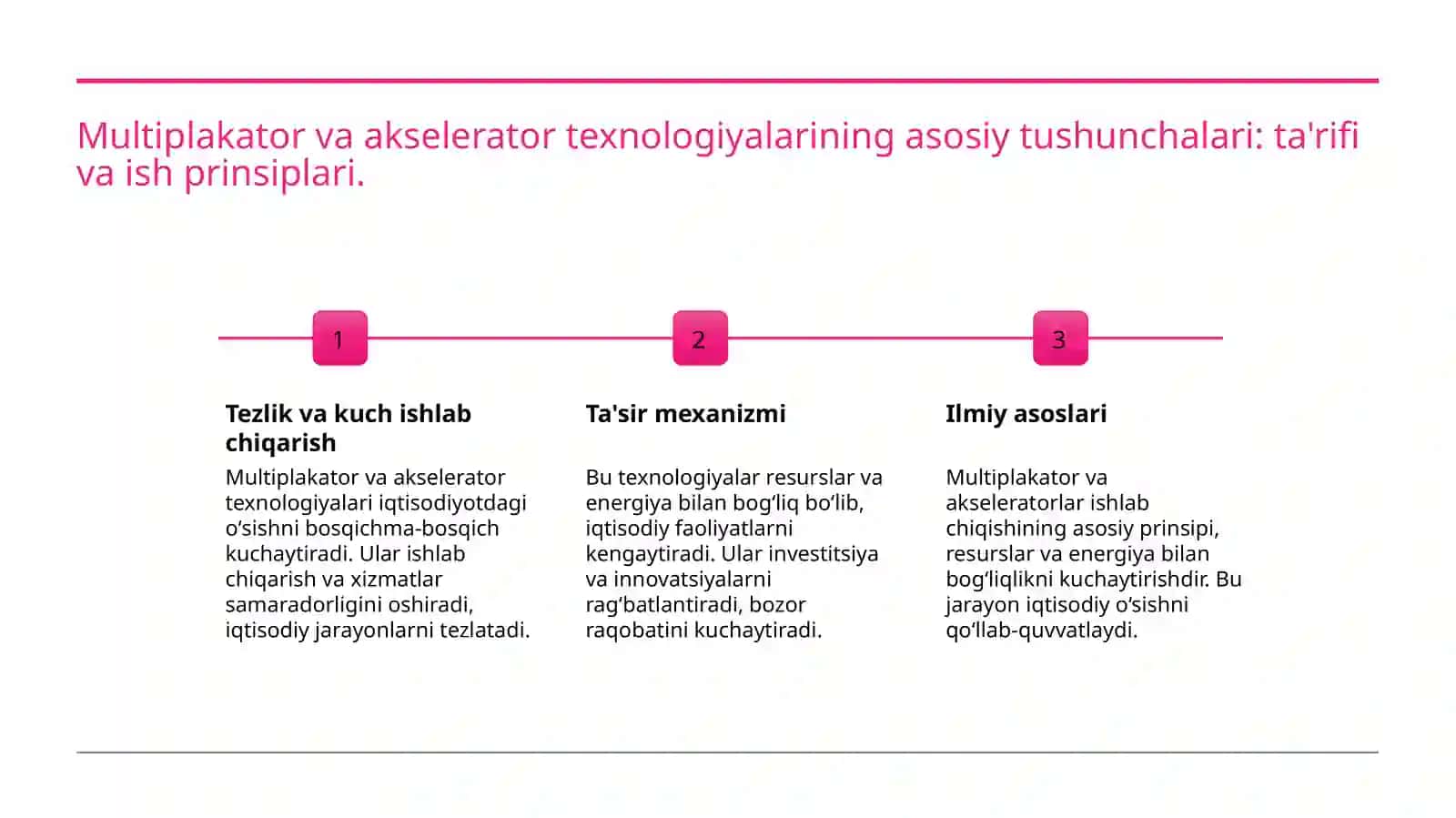 Multiplakator va akselerator ta'sirining iqtisodiyotdagi oʻrni 3