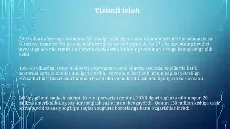 Tizimli islohotlar 3