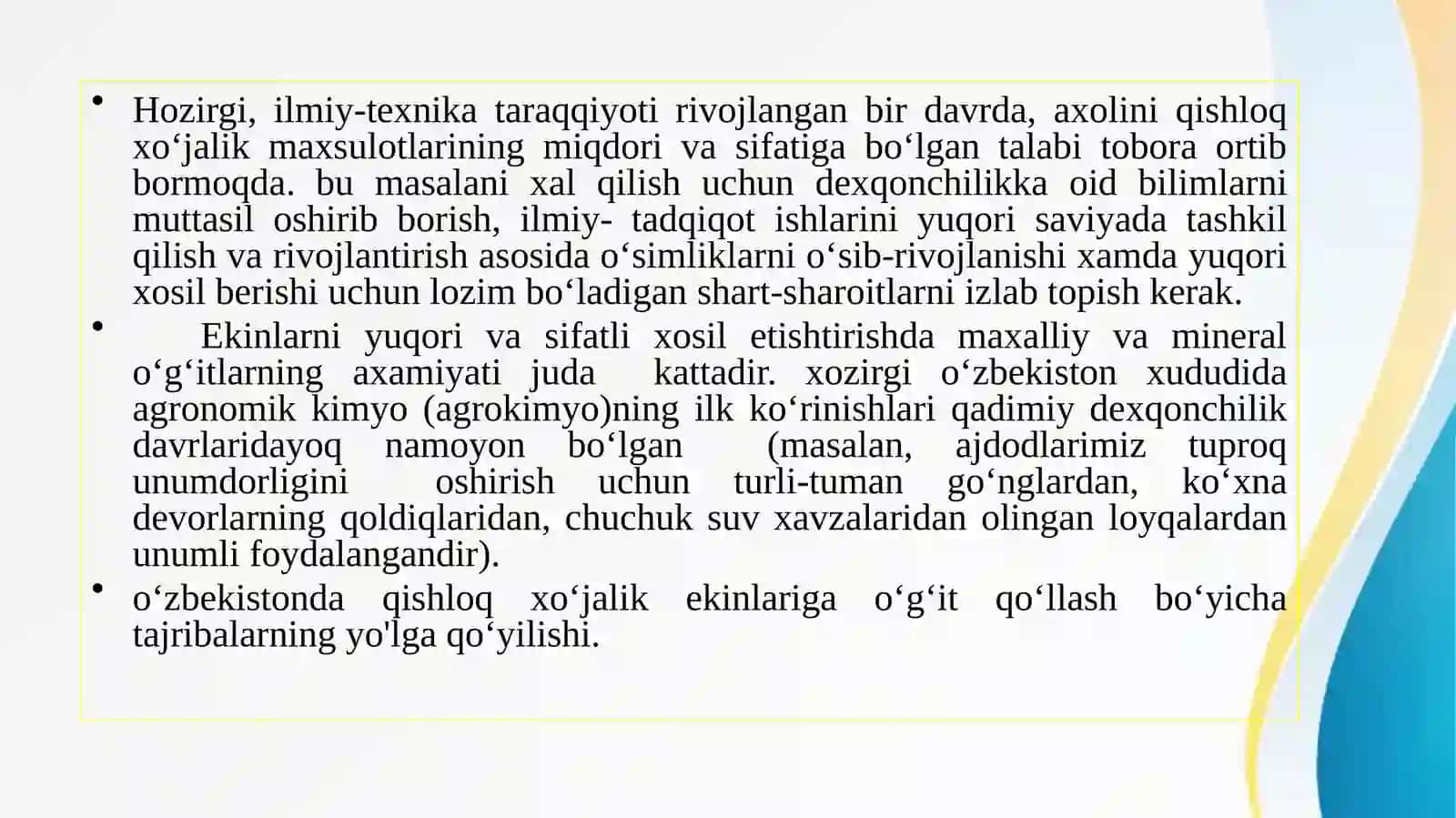 Agrokimyoviy tekshirish usullari faniga kirish 3