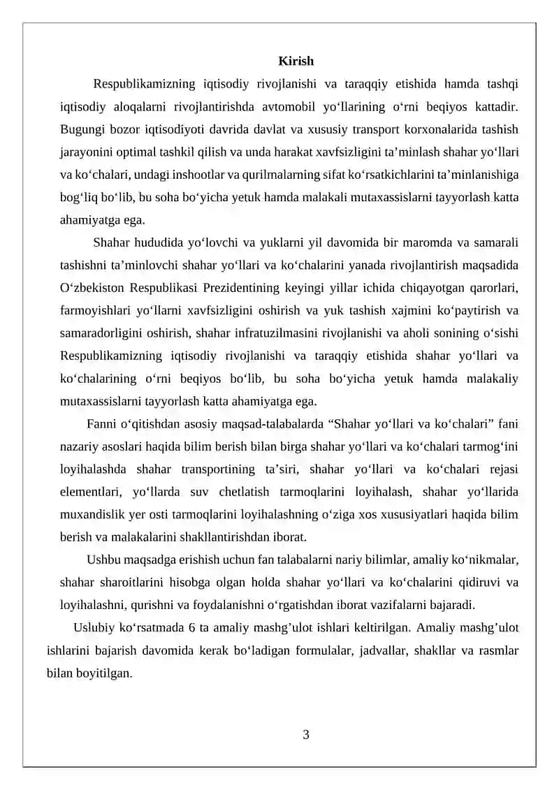 Avtomobil yo‘llari muhandisligi 3