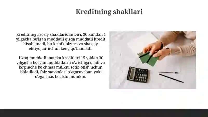 Kreditning mohiyati,shakllari va turlari 3