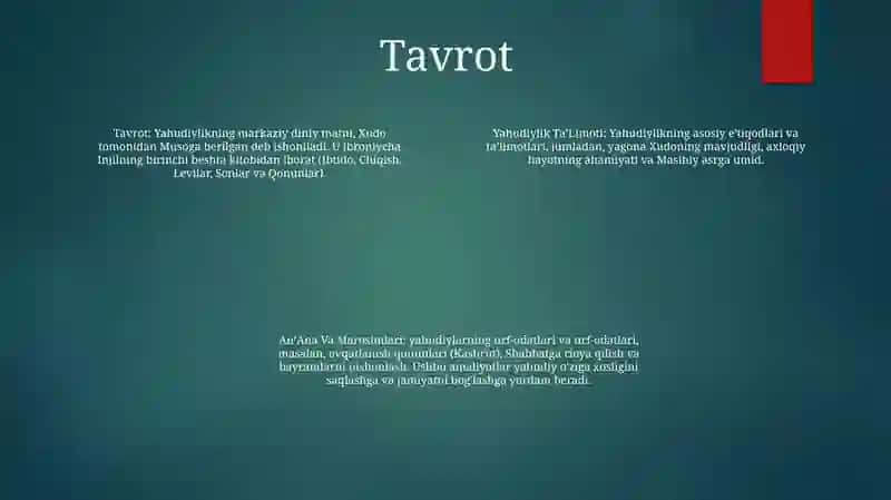 Yahudiylik TaʼLimoti, AnʼAna Va Marosimlari 3