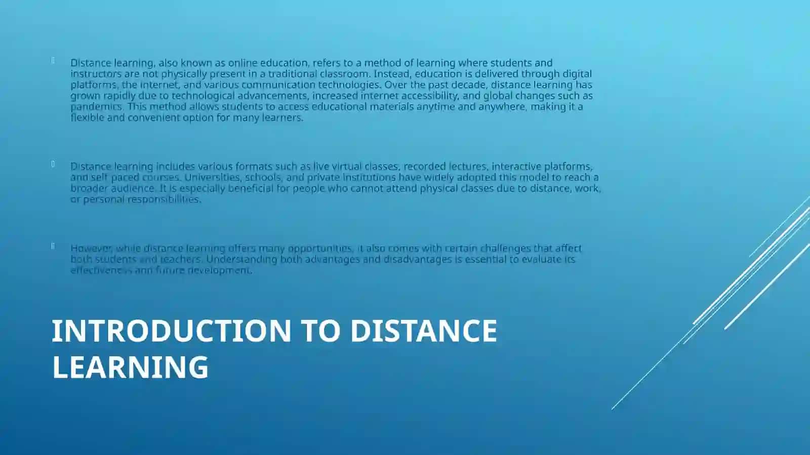 Distance learning 3