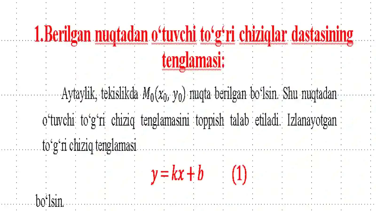 To‘g‘ri chiziqlar dastasi tenglamasi 3