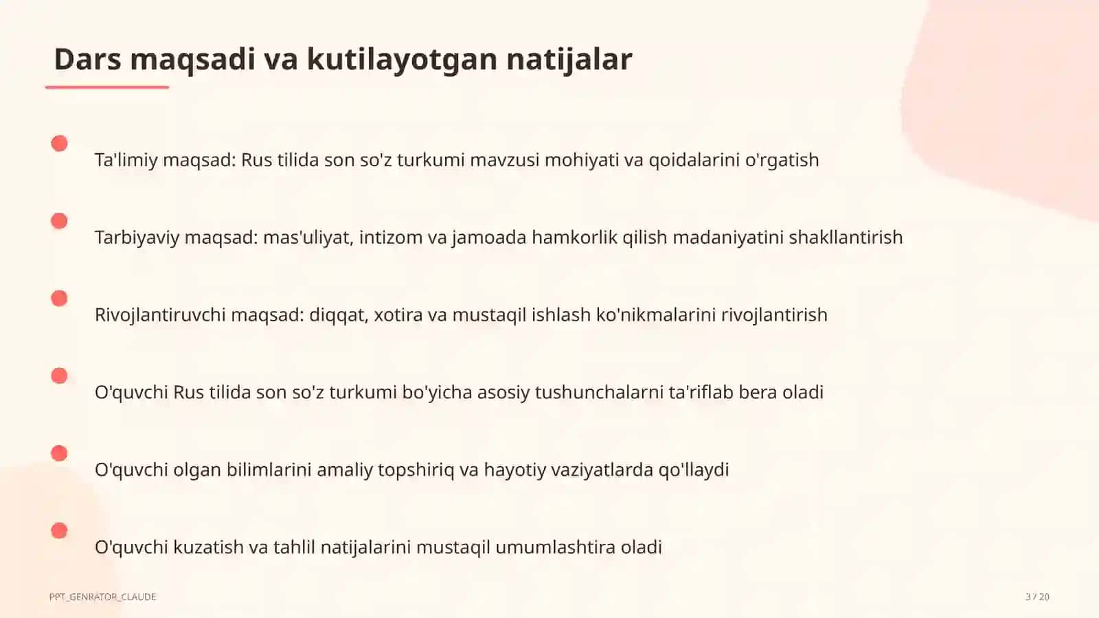 Rus tilida son so'z turkumi (6-sinf) 3