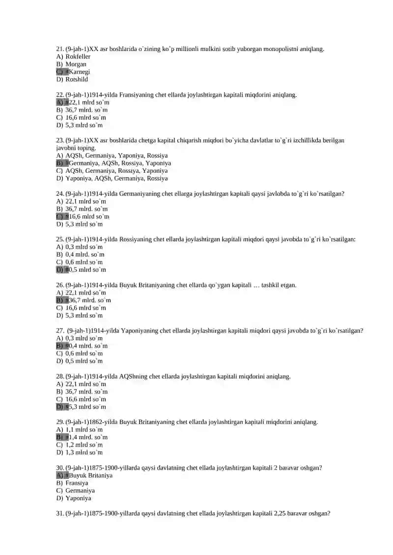9 - sinf Jahon tarixi 3