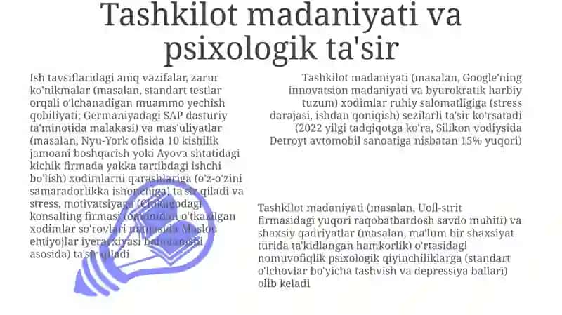 Tashkilot madaniyati va psixologik ta'sir 3