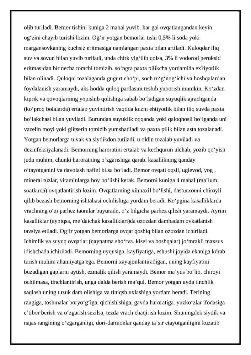 Bemorni parvarish qilish 3