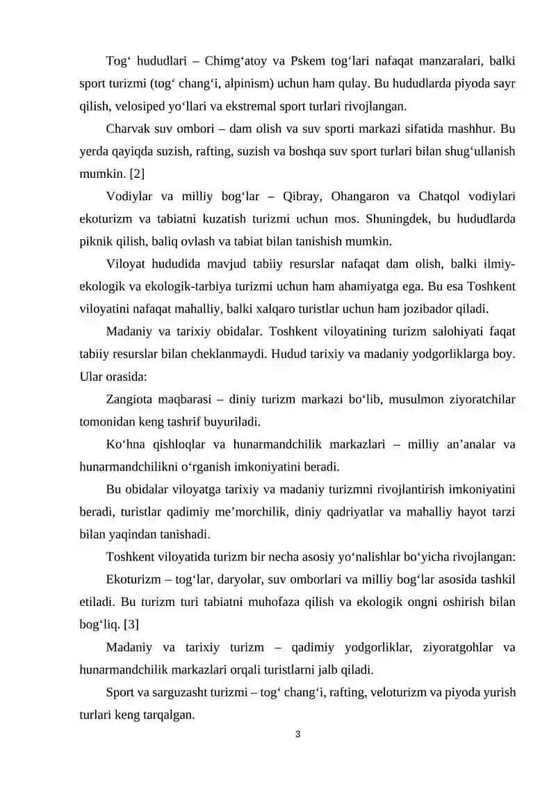 Toshkent Viloyati Turizm Geografiyasi 3