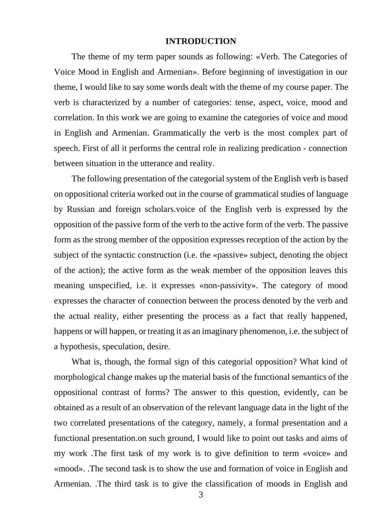 Verb. The Categories of Voice Mood in English and Armenian 3