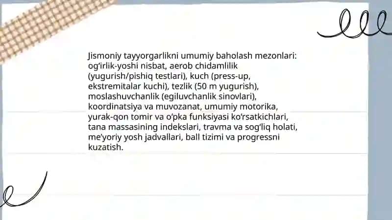 Jismoniy tayyorgarligini baholash mezoni 3