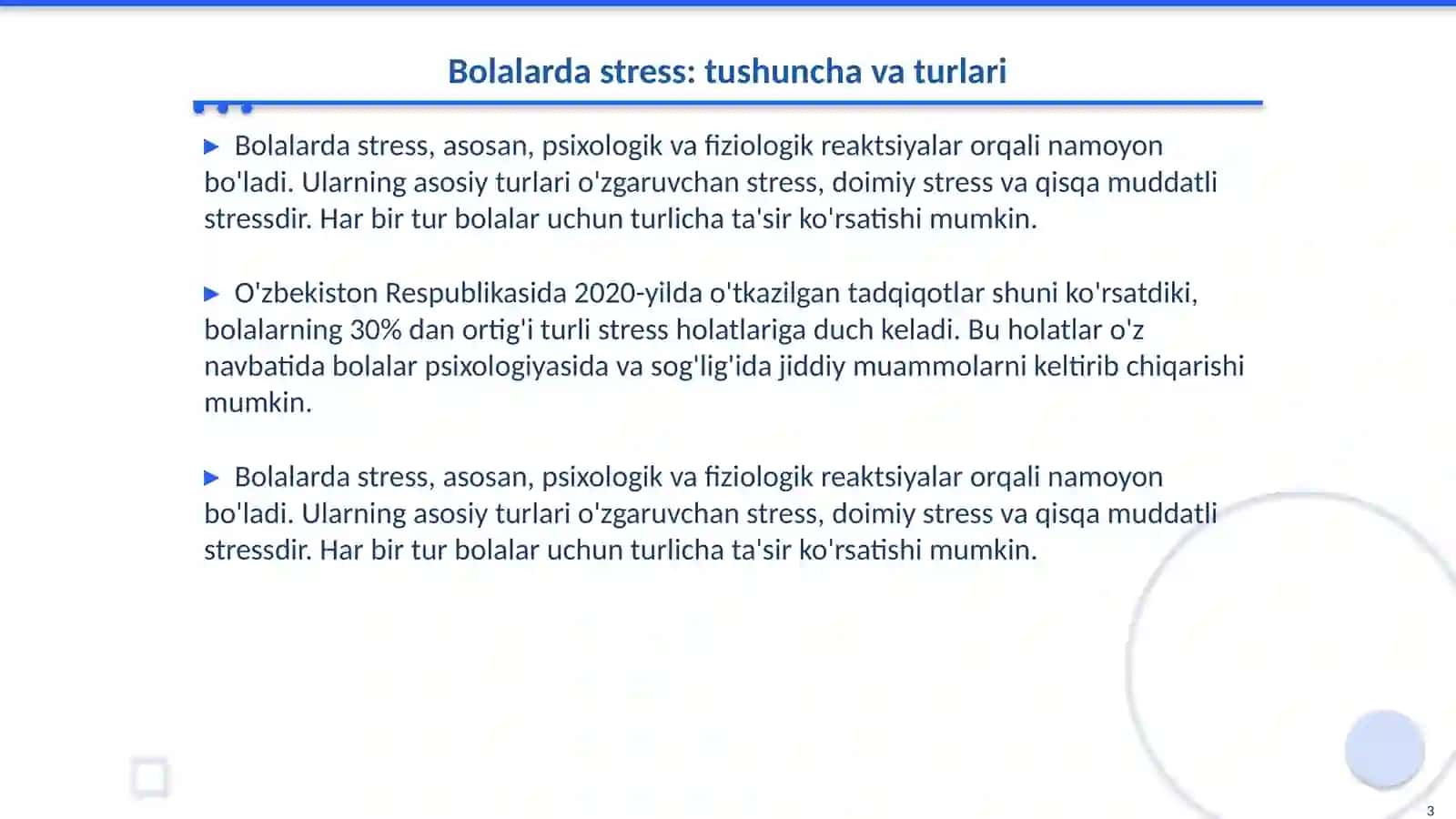 Bolalarda steress asosining xususiyati 3