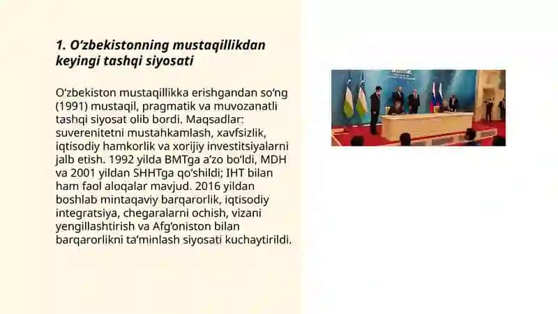 Oʻzbekistonning mustaqillikdan keyingi tashqi siyosati 3