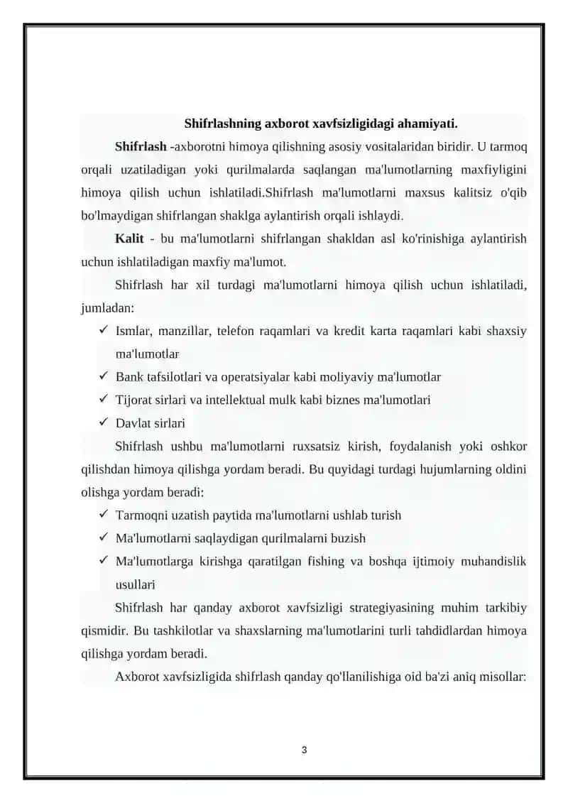 O’rniga qo’yish shifrlari kriptotaxlili 3