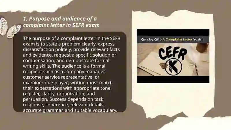 Ingliz tilidan milliy sertificatda (sefr) da complain letter yozish strukturasi va asosiy maʼlumotlar 3