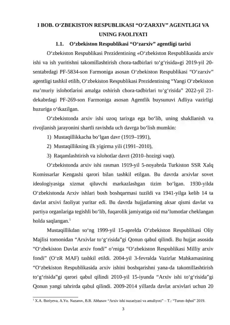 Oʻzarxiv agentligi tarixi va faoliyati 3