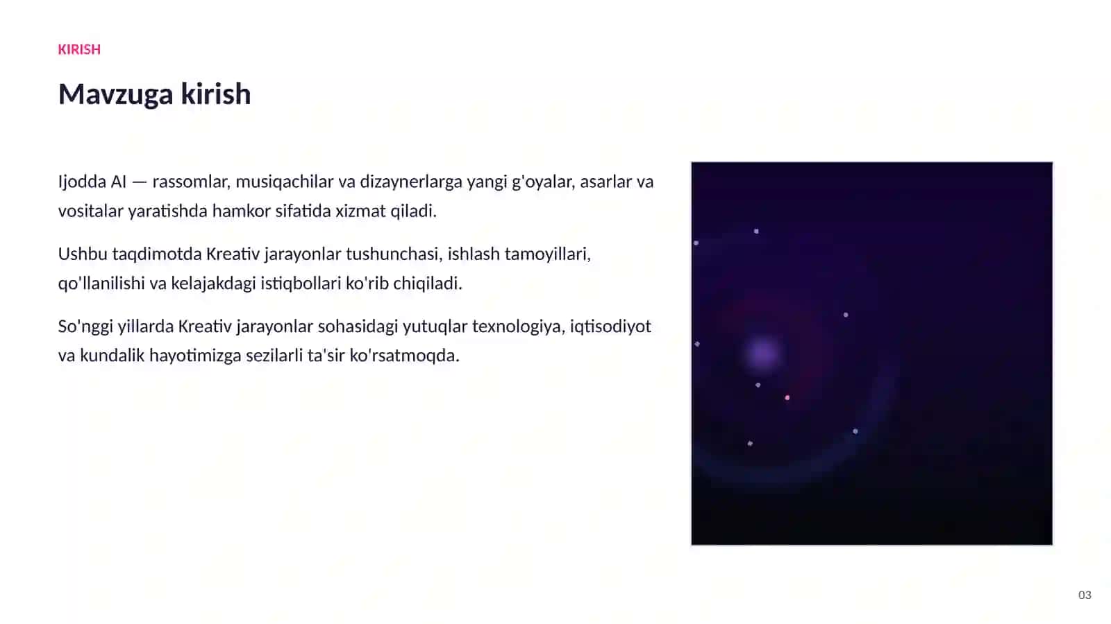SUN'IY INTELLEKT • AI IJOD VA SAN'ATDA 3