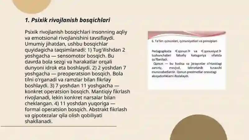Psixik rivojlanish bosqichlari 3