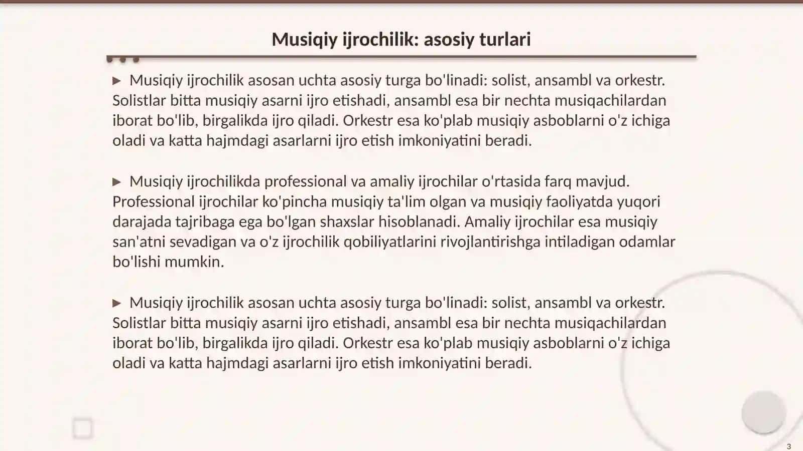 Musiqiy faoliyat turlari 3
