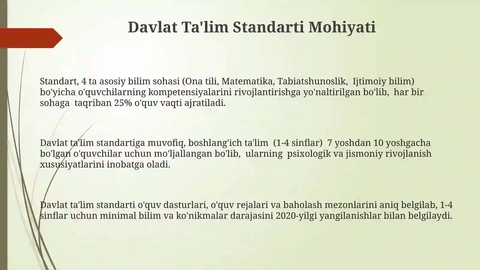 Davlat ta'lim standarti (boshlang'ich ta'limning mohiyati va mazmuni) 3